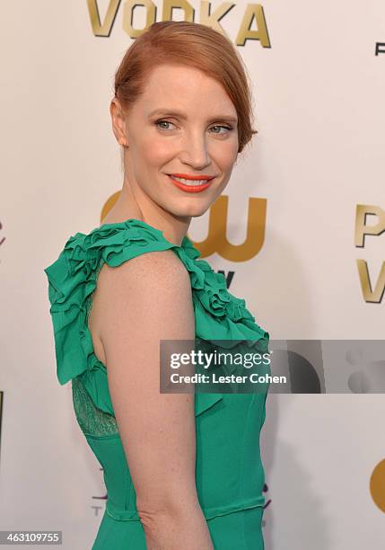 Actress Jessica Chastain attends the 19th Annual Critics' Choice Movie Awards at Barker Hangar on January 16, 2014 in Santa Monica, California.