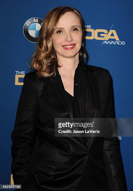 Actress Julie Delpy poses in the press room at the 67th annual Directors Guild of America Awards at the Hyatt Regency Century Plaza on February 7,...