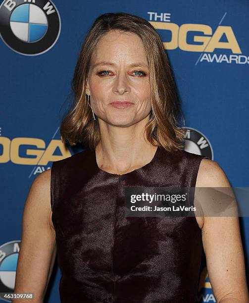 Actress Jodie Foster poses in the press room at the 67th annual Directors Guild of America Awards at the Hyatt Regency Century Plaza on February 7,...