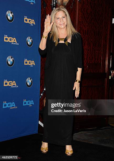 Barbra Streisand poses in the press room at the 67th annual Directors Guild of America Awards at the Hyatt Regency Century Plaza on February 7, 2015...