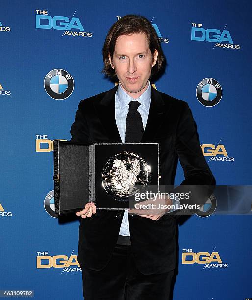 Director Wes Anderson poses in the press room at the 67th annual Directors Guild of America Awards at the Hyatt Regency Century Plaza on February 7,...