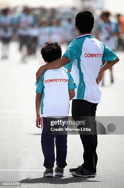 Competitors in action during the Dolphin Energy Doha Dash at Losail Circuit on February 10, 2015 in Doha, Qatar. Taking place on Qatar National...