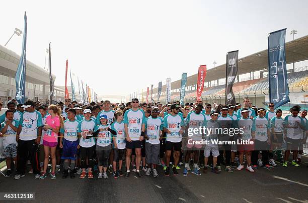 Competitors in action during the Dolphin Energy Doha Dash at Losail Circuit on February 10, 2015 in Doha, Qatar. Taking place on Qatar National...