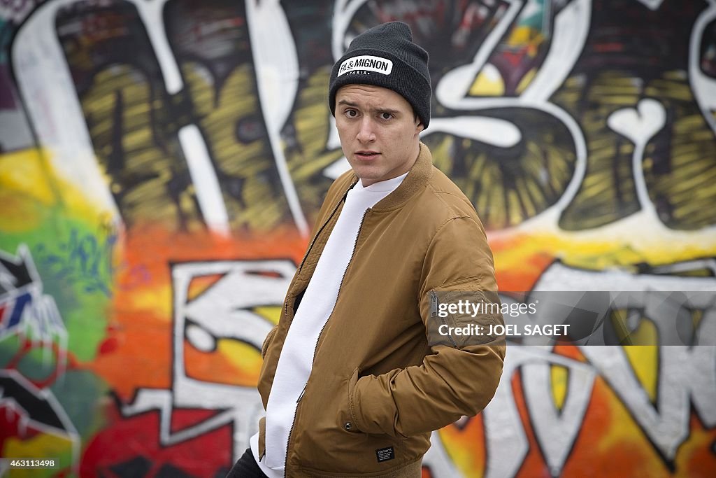 Finally Woop Hugo Tout Seul, one of the humourists of the Woop collective, poses ...
