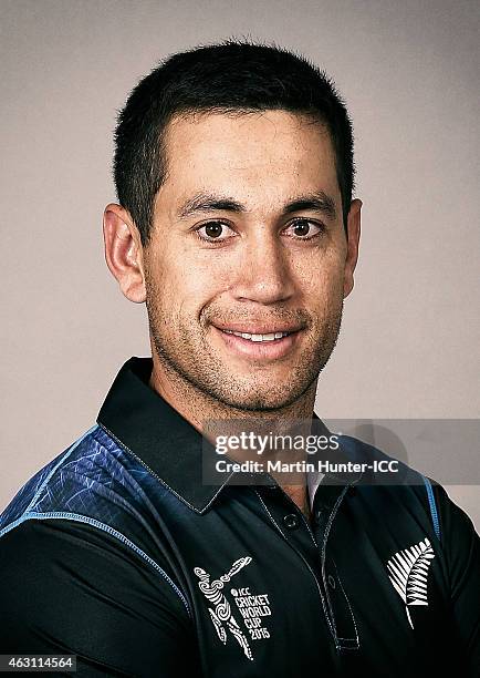 Ross Taylor poses during the New Zealand 2015 ICC Cricket World Cup Headshots Session at the Rydges Latimer on February 7, 2015 in Christchurch, New...