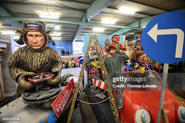 Carnival parade float satirizing Russia's President Putin under the motto 'Problem-Baer' is seen on February 10, 2015 in Mainz, Germany. The Mainz...