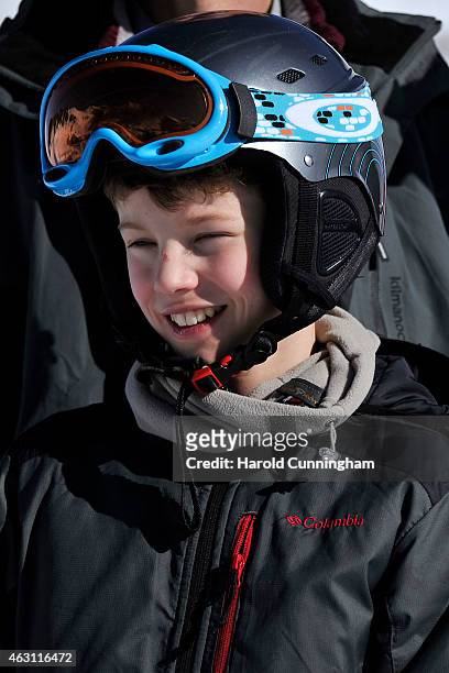 Prince Felix of Denmark attends the Danish Royal family annual skiing photocall whilst on holiday on February 10, 2015 in Col-de-Bretaye near...