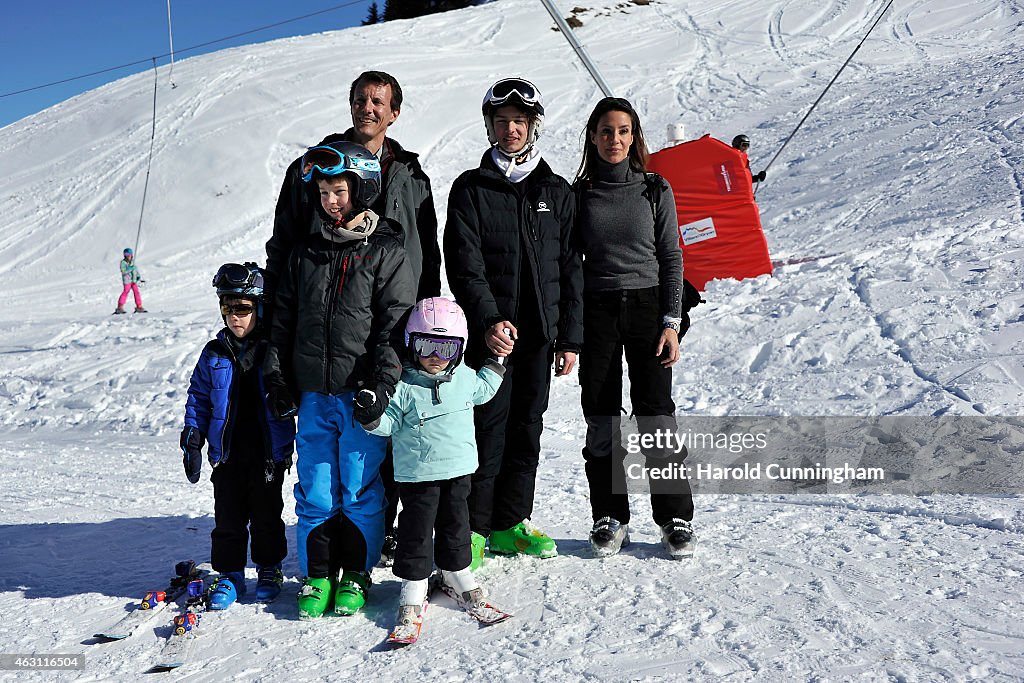 Prince Joachim and Princess Marie of Denmark Hold Annual Skiing Photocall In Col-de-Bretaye