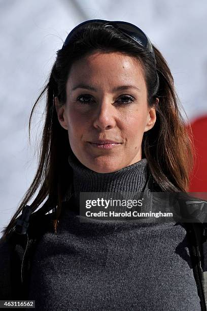 Princess Marie of Denmark attends the Danish Royal family annual skiing photocall whilst on holiday on February 10, 2015 in Col-de-Bretaye near...