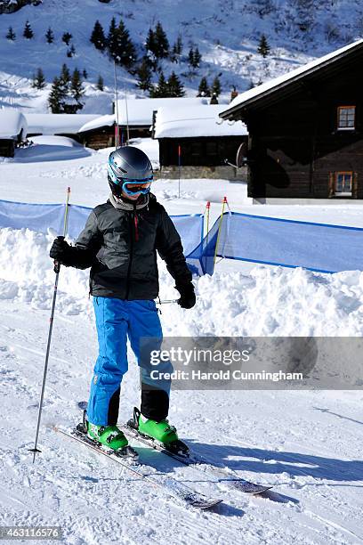 Prince Felix of Denmark attends the Danish Royal family annual skiing photocall whilst on holiday on February 10, 2015 in Col-de-Bretaye near...