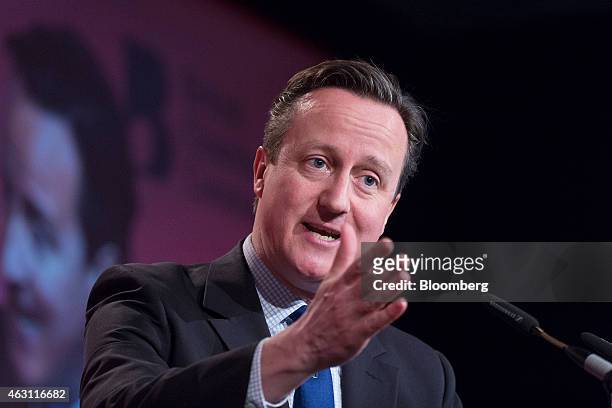 David Cameron, U.K. Prime minister, gestures as he speaks during the British Chamber of Commerce's annual conference in London, U.K., on Tuesday,...
