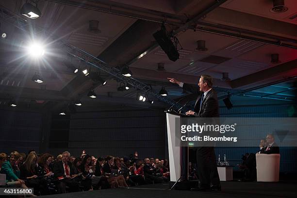 David Cameron, U.K. Prime minister, gestures as he speaks during the British Chamber of Commerce's annual conference in London, U.K., on Tuesday,...