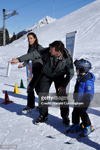 Princess Marie of Denmark, Prince Joachim of Denmark and Prince Henrik of Denmark attend the Danish Royal family annual skiing photocall whilst on...
