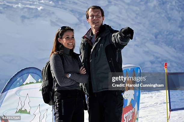 Princess Marie of Denmark and Prince Joachim of Denmark attend the Danish Royal family annual skiing photocall whilst on holiday on February 10, 2015...