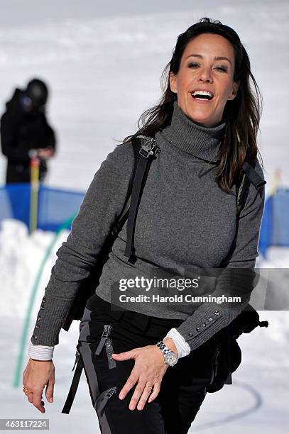 Princess Marie of Denmark attends the Danish Royal family annual skiing photocall whilst on holiday on February 10, 2015 in Col-de-Bretaye near...