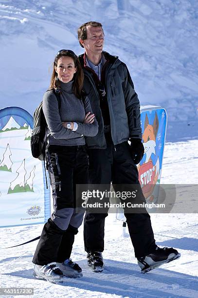 Princess Marie of Denmark and Prince Joachim of Denmark attend the Danish Royal family annual skiing photocall whilst on holiday on February 10, 2015...