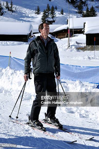 Prince Joachim of Denmark attends the Danish Royal family annual skiing photocall whilst on holiday on February 10, 2015 in Col-de-Bretaye near...