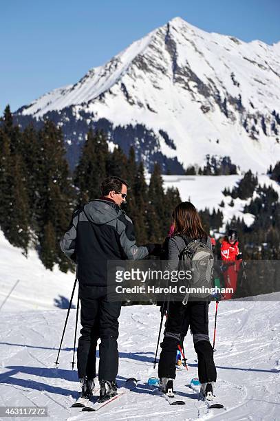 Prince Joachim of Denmark and Princess Marie of Denmark attend the Danish Royal family annual skiing photocall whilst on holiday on February 10, 2015...