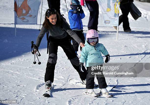 Princess Marie of Denmark and Princess Athena of Denmark attend the Danish Royal family annual skiing photocall whilst on holiday on February 10,...