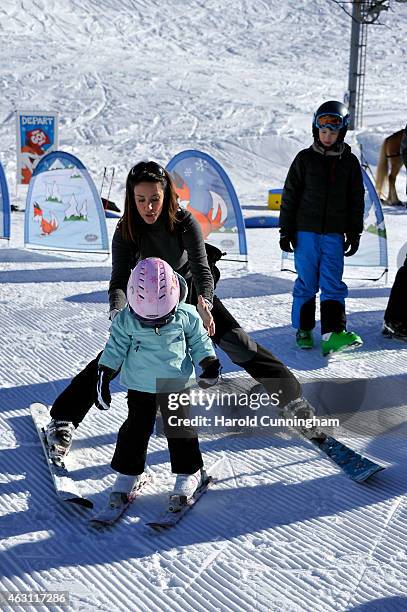 Princess Marie of Denmark, Princess Athena of Denmark and Prince Felix of Denmark attend the Danish Royal family annual skiing photocall whilst on...