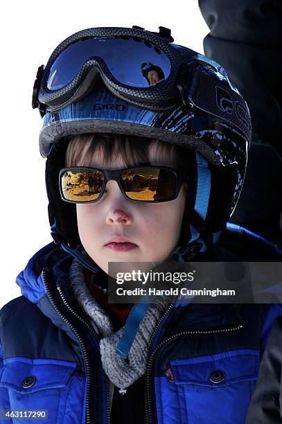 Prince Henrik of Denmark attends the Danish Royal family annual skiing photocall whilst on holiday on February 10, 2015 in Col-de-Bretaye near...