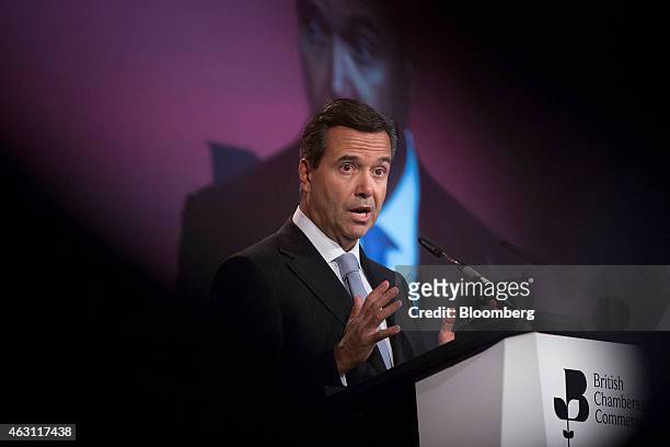 Antonio Horta-Osorio, chief executive officer of Lloyds Banking Group Plc, speaks during the British Chamber of Commerce's annual conference in...