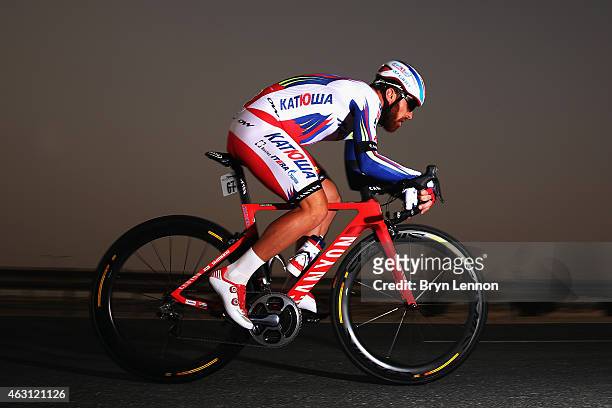 Luca Paloni of Italy and Team Katshua in action on stage three of the 2015 Tour of Qatar, a 10.9km individual time trial at the Lusail motor racing...