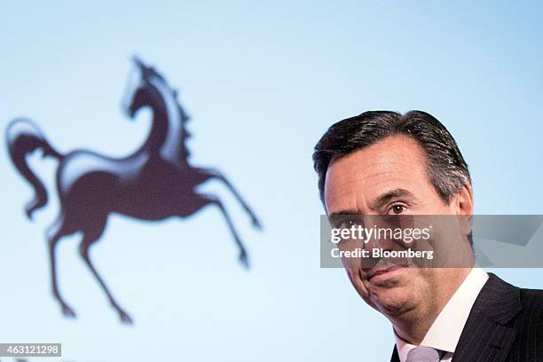 Antonio Horta-Osorio, chief executive officer of Lloyds Banking Group Plc, pauses as he speaks during the British Chamber of Commerce's annual...