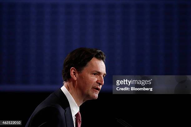 John Holland-Kaye, chief executive officer of Heathrow Airport Ltd., speaks during the British Chamber of Commerce's annual conference in London,...