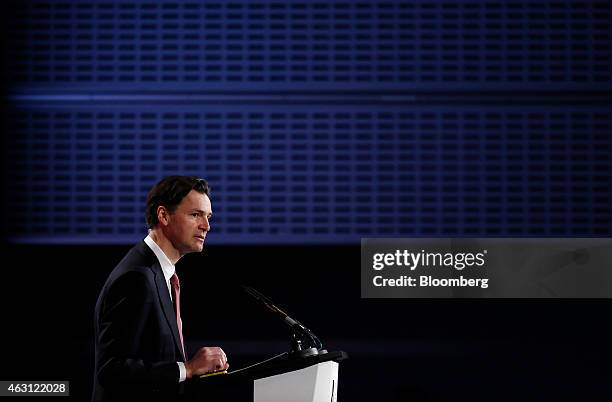 John Holland-Kaye, chief executive officer of Heathrow Airport Ltd., pauses as he speaks during the British Chamber of Commerce's annual conference...