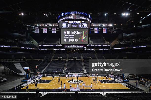 Ron Harper, Albert King, Felipe Lopez, Marty Conlon and Sue Wicks attend an NBA Allstar FIT Clinic on February 07, 2015 in Brooklyn, New York. NOTE...