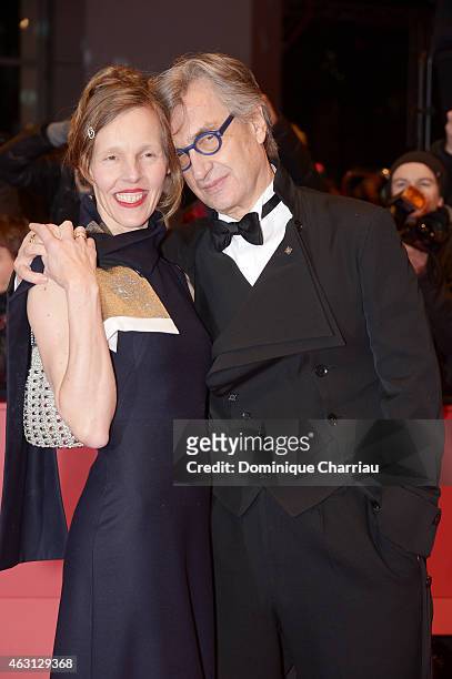 Wim Wenders and his wife Donata Wenders attend the 'Every Thing Will Be Fine' premiere during the 65th Berlinale International Film Festival at...