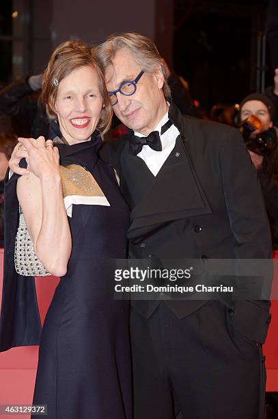 Wim Wenders and Donata Wenders attend the 'Every Thing Will Be Fine' premiere during the 65th Berlinale International Film Festival at Berlinale...
