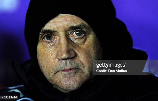 Richard Money, Manager of Cambridge United looks on prior to the Sky Bet League Two match between Exeter City and Cambridge United at St. James Park...