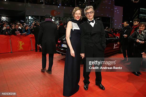 Wim Wenders and Donata Wenders attend the 'Every Thing Will Be Fine' premiere during the 65th Berlinale International Film Festival at Berlinale...