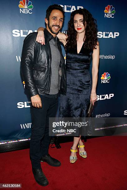 Premiere Party -- Pictured: Amir Arison and Mozhan Marno from NBC's "The Blacklist" --