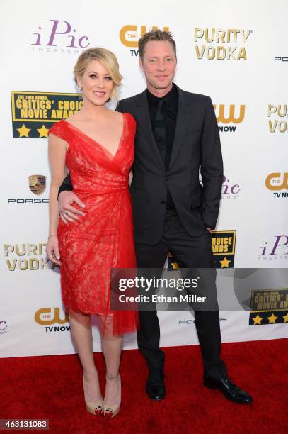 Actress Christina Applegate and musician Martyn LeNoble attend the 19th Annual Critics' Choice Movie Awards at Barker Hangar on January 16, 2014 in...