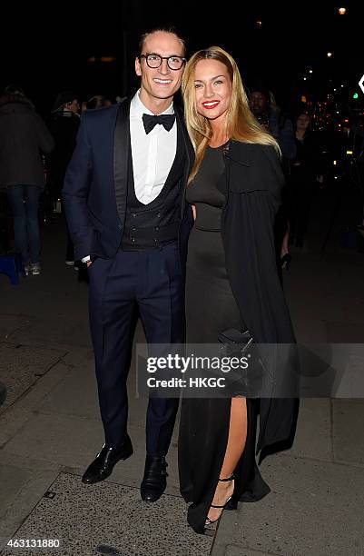 Oliver Proudlock and Emma Louise Connolly arrive at The British Heart Foundation Red Ball on February 9, 2015 in London, England.