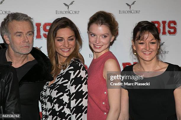 Actors Franck Dubosc, Ariane Brodier, guest and Anne Girouard attend the 'Bis' Premiere at Cinema Gaumont Capucine on February 10, 2015 in Paris,...