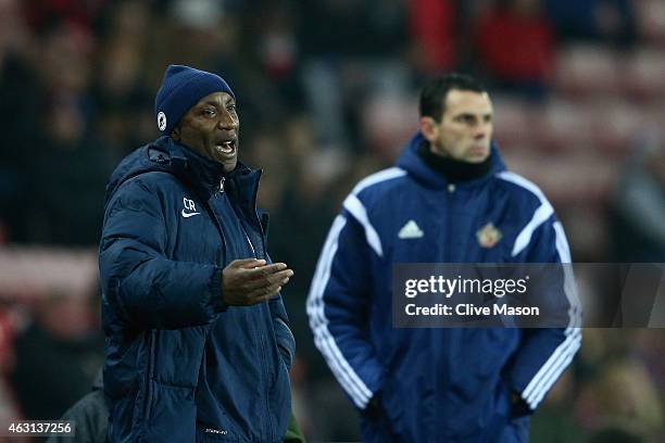 Chris Ramsey of QPR and Manager Gustavo Poyet of Sunderland on the touchline during the Barclays Premier League match between Sunderland and Queens...