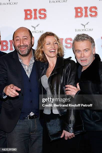 Actors Kad Merad, Alexandra Lamy and Franck Dubosc attend the 'Bis' Movie Paris Premiere at Cinema Gaumont Capucine on February 10, 2015 in Paris,...