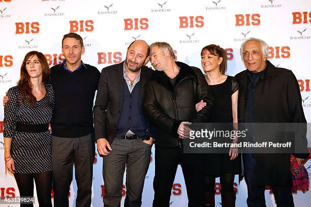 Team of the movie : Guest, Julien Boisselier, Kad Merad, Franck Dubosc, Anne Girouard and Gerard Darmon attend the 'Bis' Movie Paris Premiere at...