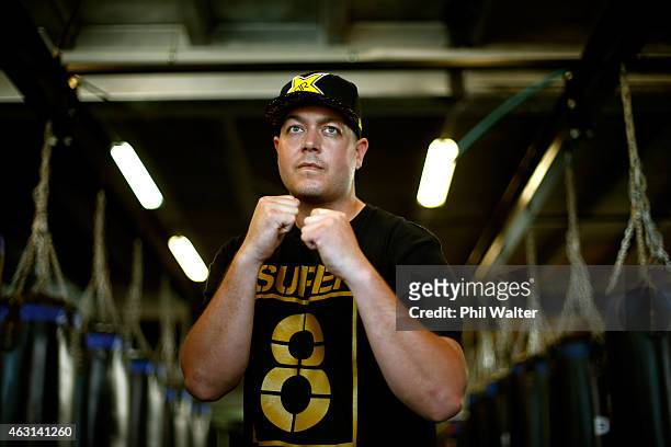 Jesse Ryder poses for a portrait before the Super 8 Redemption press conference at CITY Boxing on February 11, 2015 in Auckland, New Zealand.