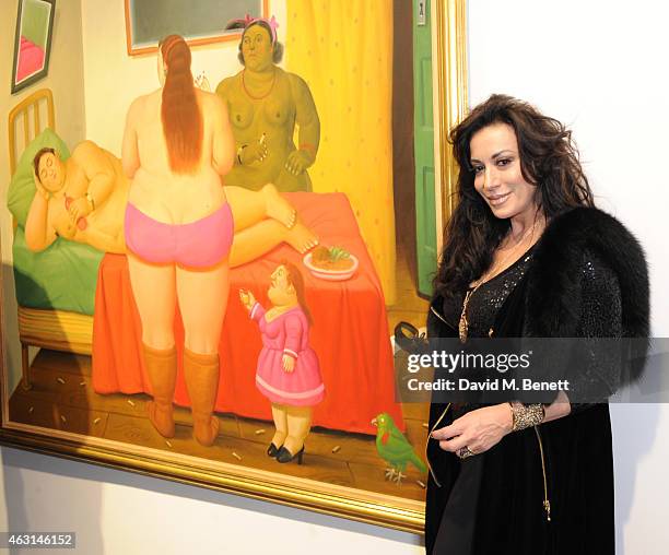 Nancy Dell'olio attends a private view of the Fernando Botero exhibition at The Opera Gallery on February 10, 2015 in London, England.