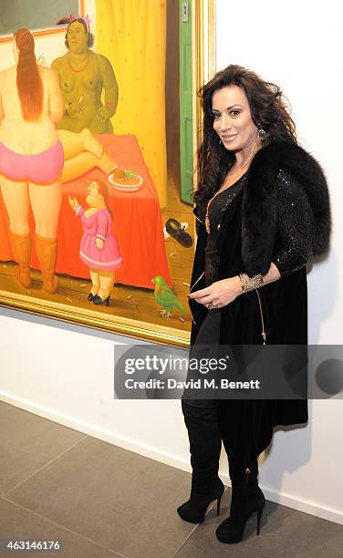 Nancy Dell'olio attends a private view of the Fernando Botero exhibition at The Opera Gallery on February 10, 2015 in London, England.