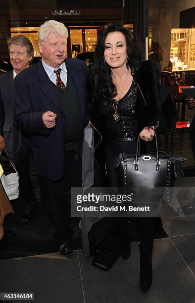 Stanley Johnson and Nancy Dell'olio attend a private view of the Fernando Botero exhibition at The Opera Gallery on February 10, 2015 in London,...