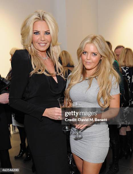 Claire Caudwell and Mijanou Dilks attend a private view of the Fernando Botero exhibition at The Opera Gallery on February 10, 2015 in London,...