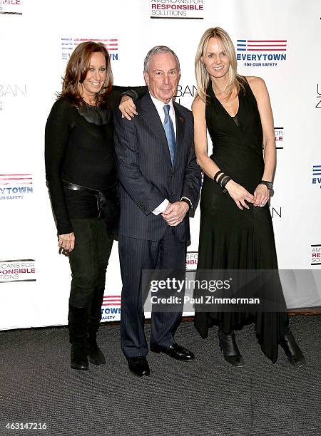 Designer Donna Karan, former New York City Mayor, Michael R. Bloomberg and Lise Evans attend "Not One More" Event at Urban Zen on February 10, 2015...