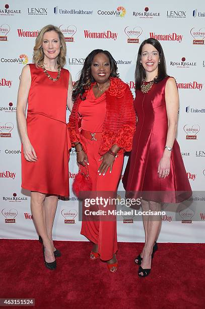 Editor in Chief, Woman's Day, Susan Spencer, Star Jones and Publisher and CRO, Woman's Day, Kassie Means attend the Woman's Day Red Dress Awards on...