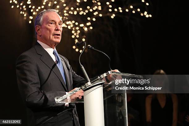 Former Mayor of New York City, Michael Bloomberg, speaks at the "Not One More" Event at Urban Zen on February 10, 2015 in New York City.